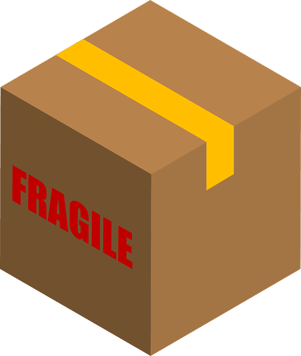 Packing fragile things a box labeled fragile