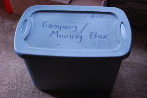 a box for storing camping gear