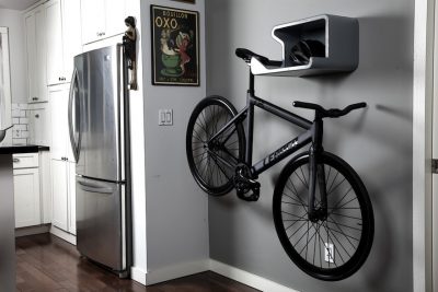 a bike stored in an apartment