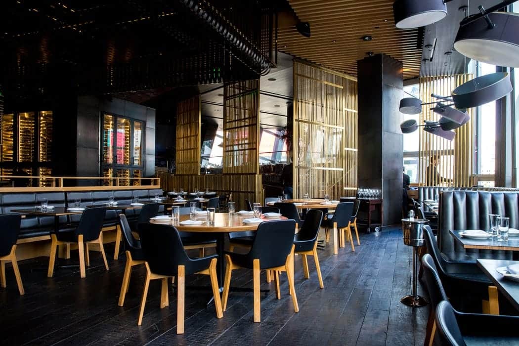 restaurant storage tables and chairs in a restaurant