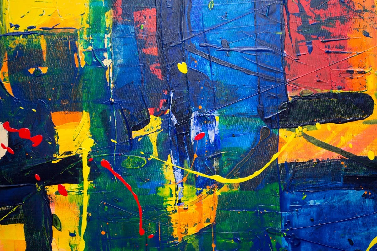 abstract painting appliances on counter