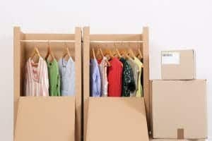 Wardrobe boxes ready to be put away in winter storage